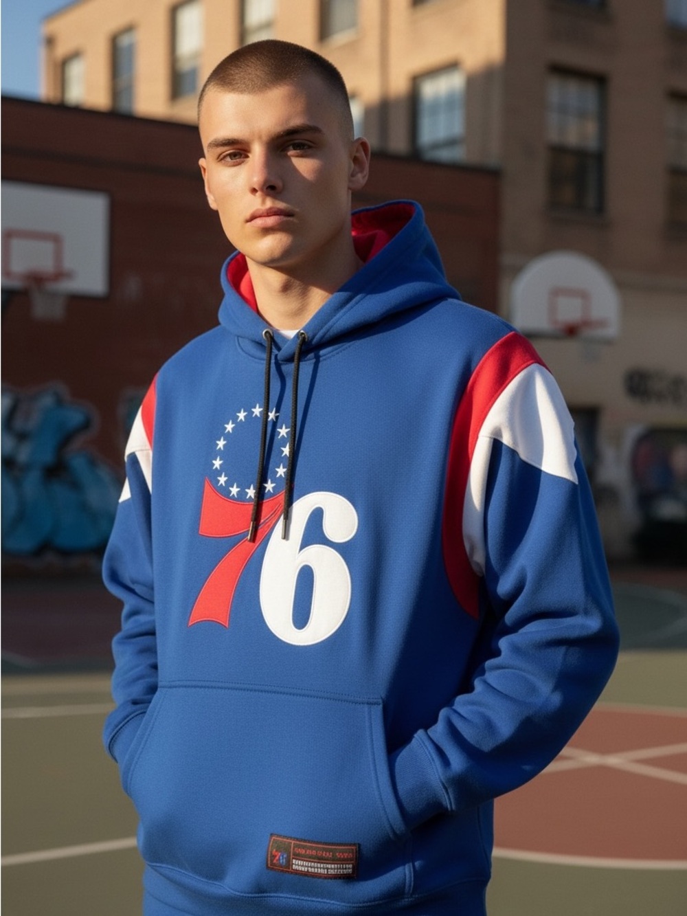 Ultra Game licensed NBA Men’s red white blue  76ers hoodie jacket M NEW